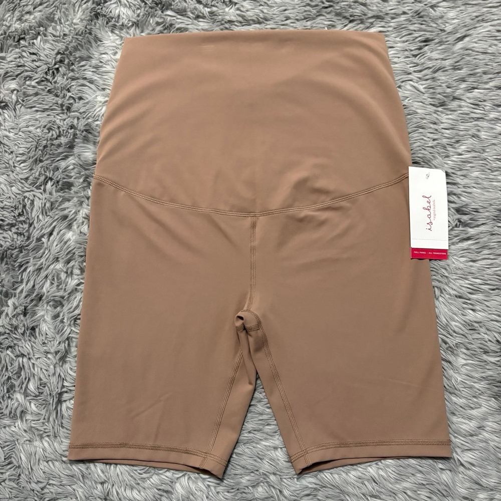 Isabel Maternity Biker Shorts Light Brown Women's Large Soft Comfy Summer NEW